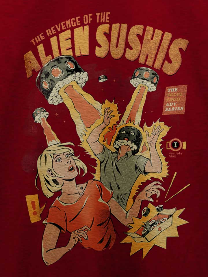 alien-sushis-t-shirt bordeaux 4