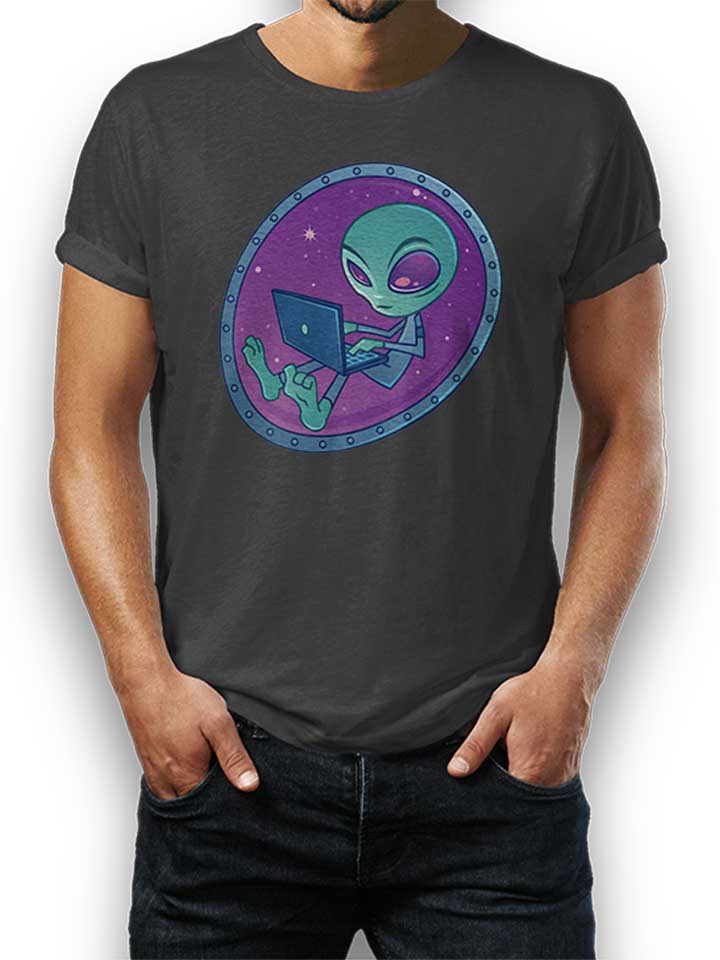 alienlaptop-t-shirt dunkelgrau 1