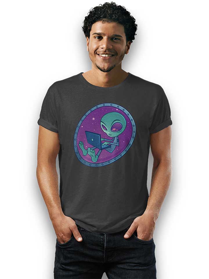 alienlaptop-t-shirt dunkelgrau 2