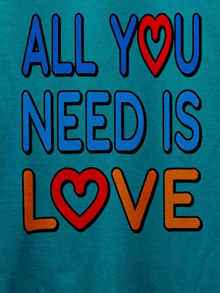 all-you-need-is-love-t-shirt tuerkis 4