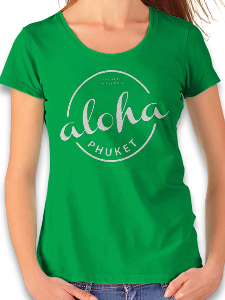 Aloha Phuket Logo Weiss Damen T-Shirt gruen L