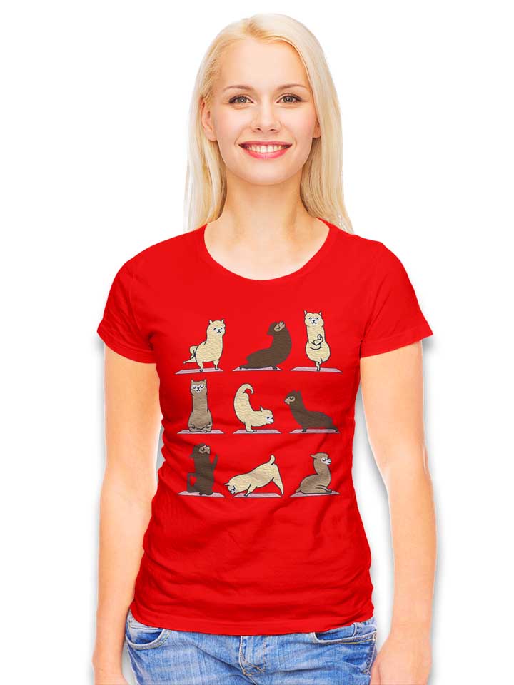 alpaca-yoga-damen-t-shirt rot 2