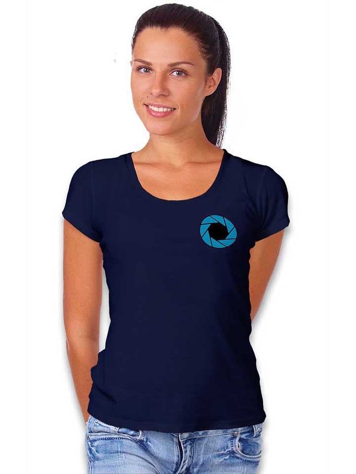 aperture-logo-chest-print-damen-t-shirt dunkelblau 2