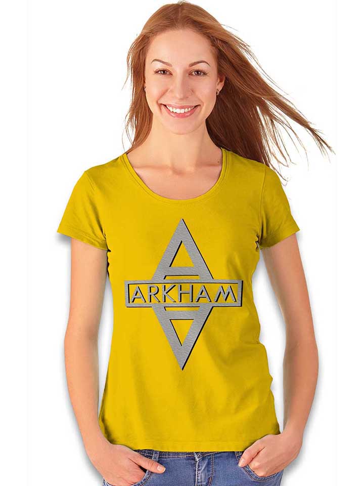 arkham-logo-damen-t-shirt gelb 2