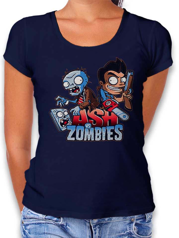 Ash Vs Zombies Damen T-Shirt dunkelblau L