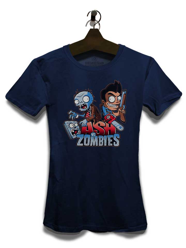 ash-vs-zombies-damen-t-shirt dunkelblau 3