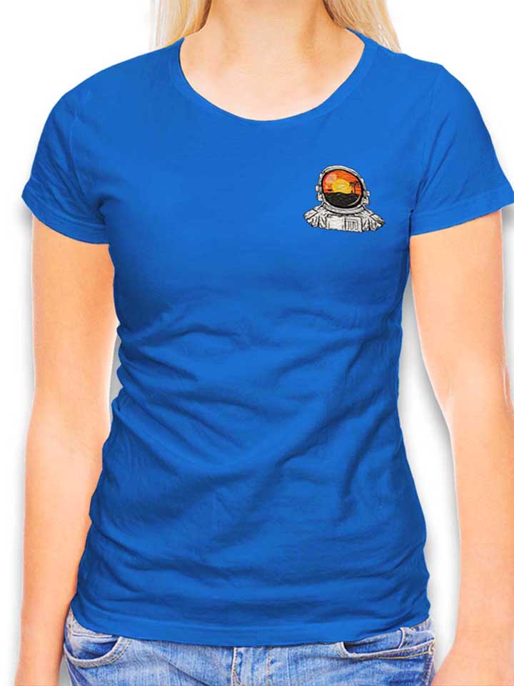 Astronaut Beach Chest Print T-Shirt Femme bleu-roi L