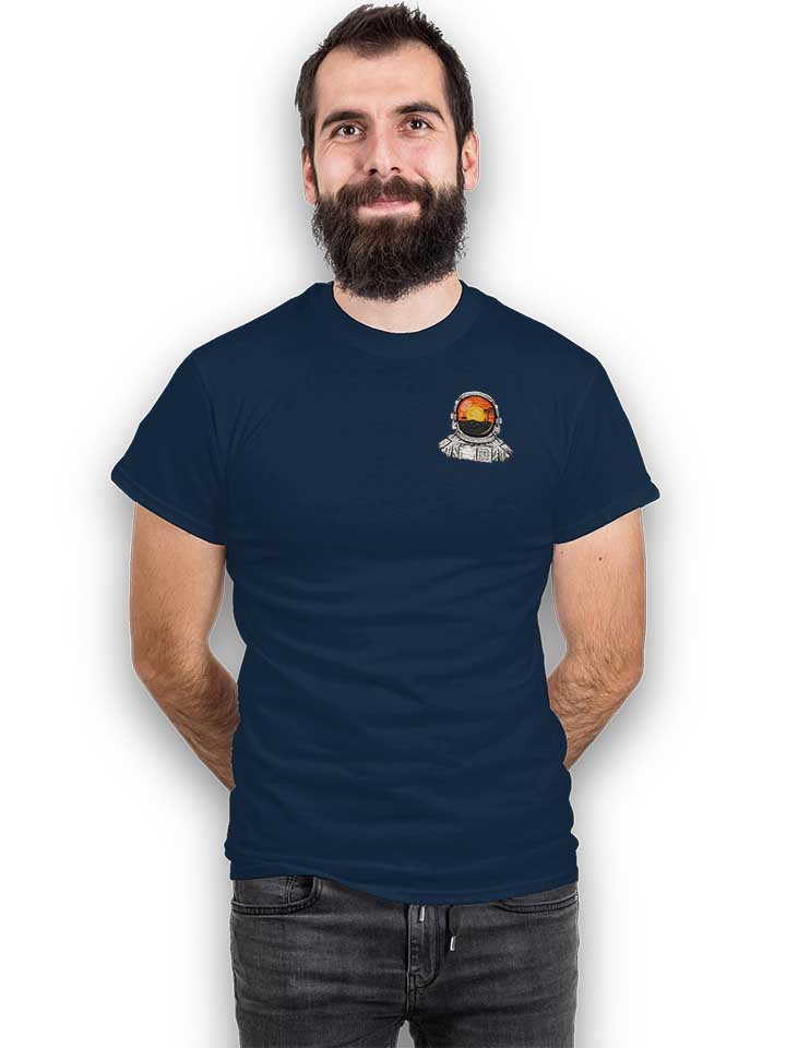 astronaut-beach-chest-print-t-shirt dunkelblau 2