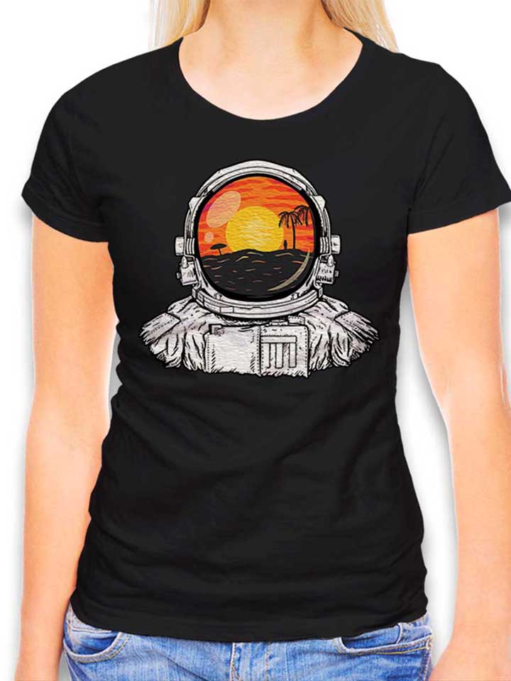 Astronaut Beach Damen T-Shirt schwarz L