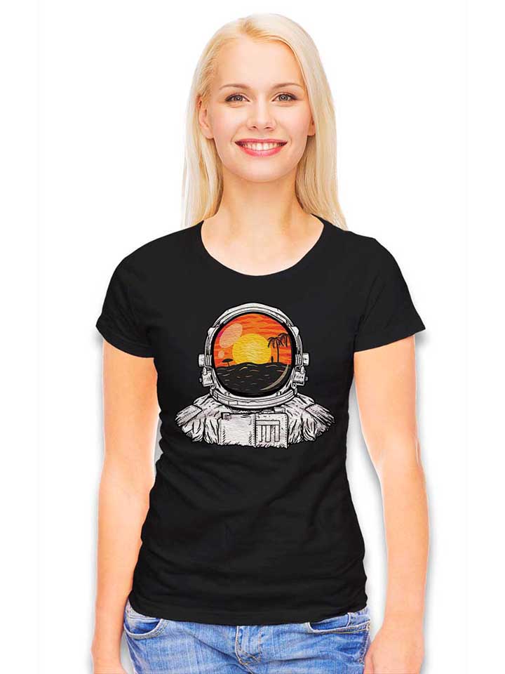 astronaut-beach-damen-t-shirt schwarz 2