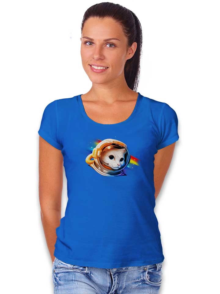 astronaut-cat-03-damen-t-shirt royal 2