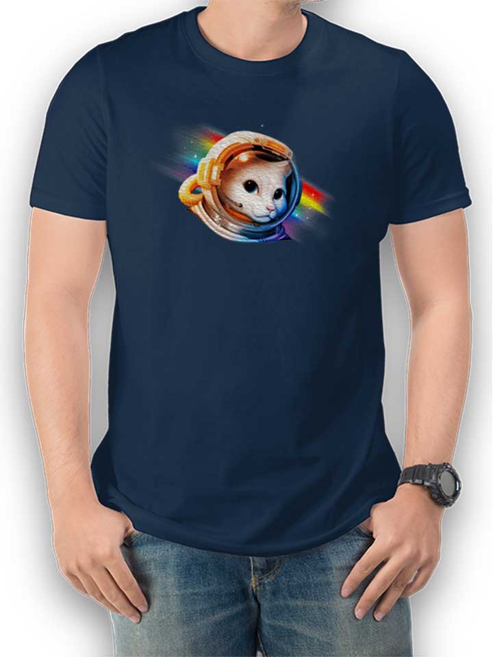 astronaut-cat-03-t-shirt dunkelblau 1