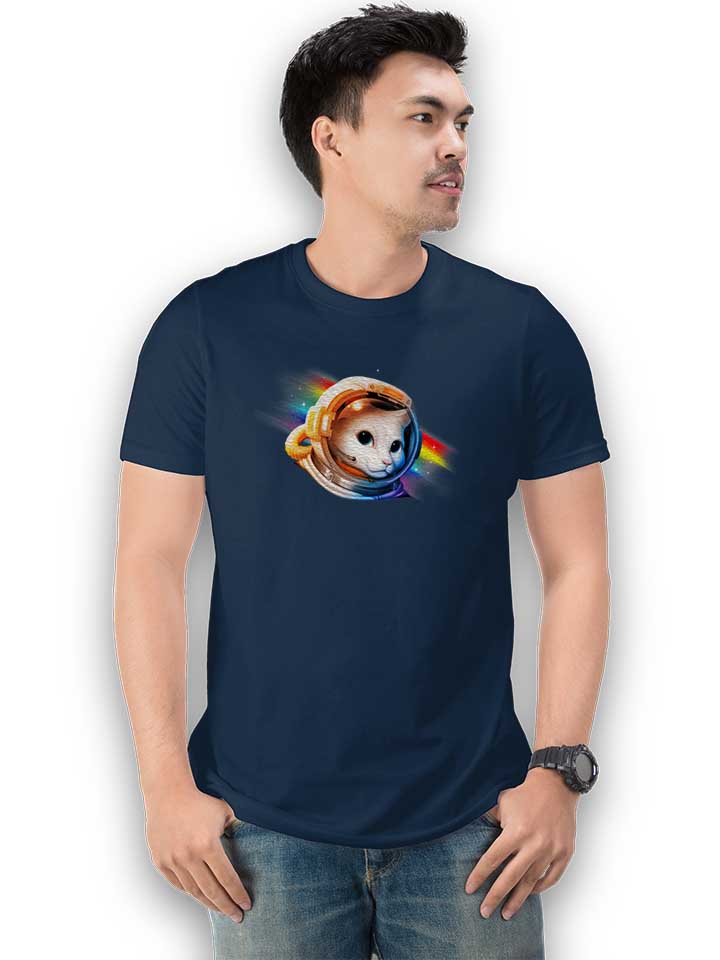 astronaut-cat-03-t-shirt dunkelblau 2
