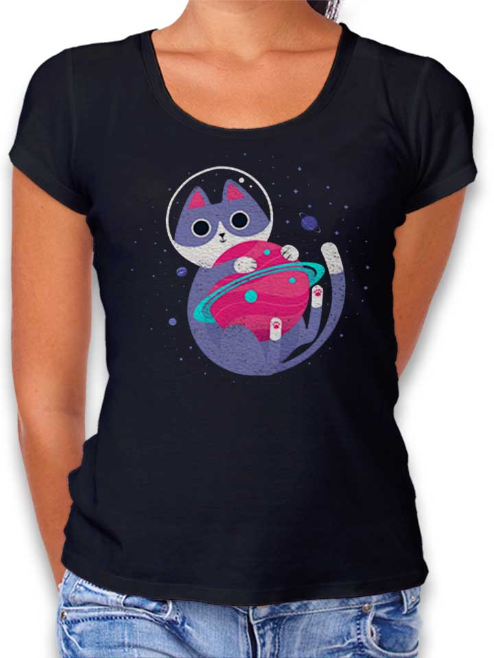 Astronaut Cat 04 Damen T-Shirt schwarz L