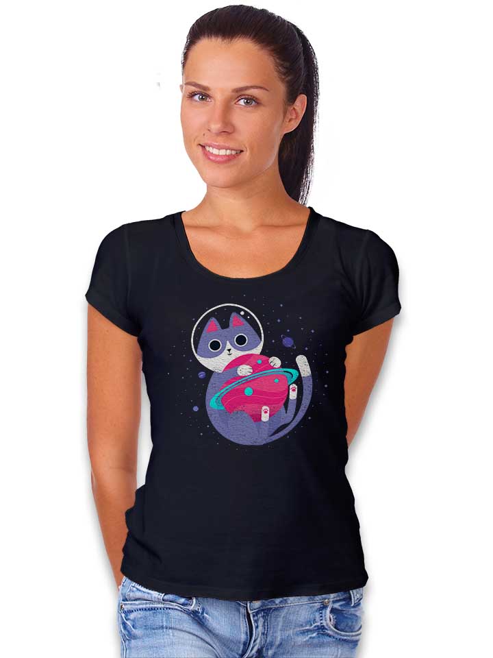 astronaut-cat-04-damen-t-shirt schwarz 2