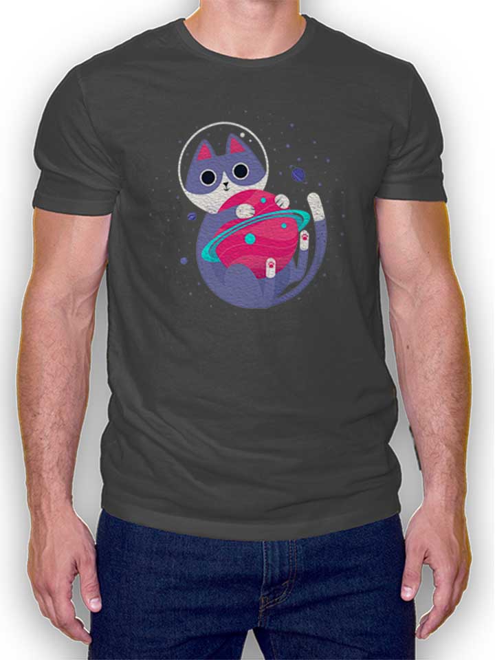 Astronaut Cat 04 T-Shirt gris-fonc L