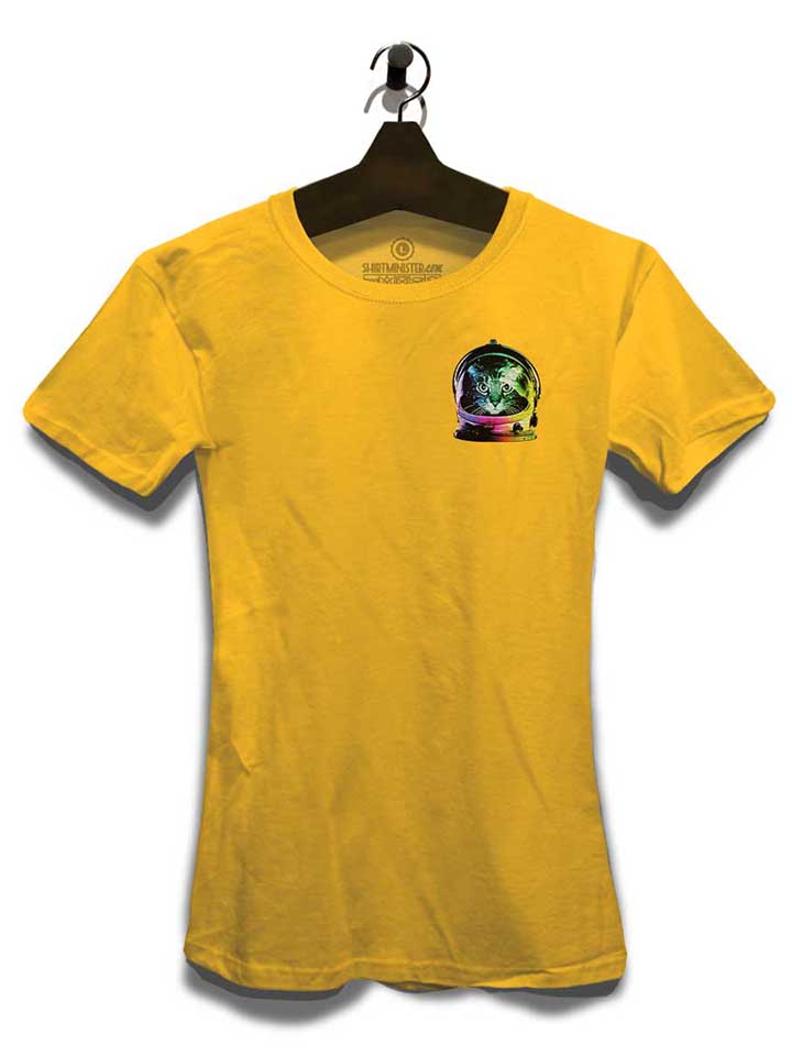 astronaut-cat-chest-print-damen-t-shirt gelb 3