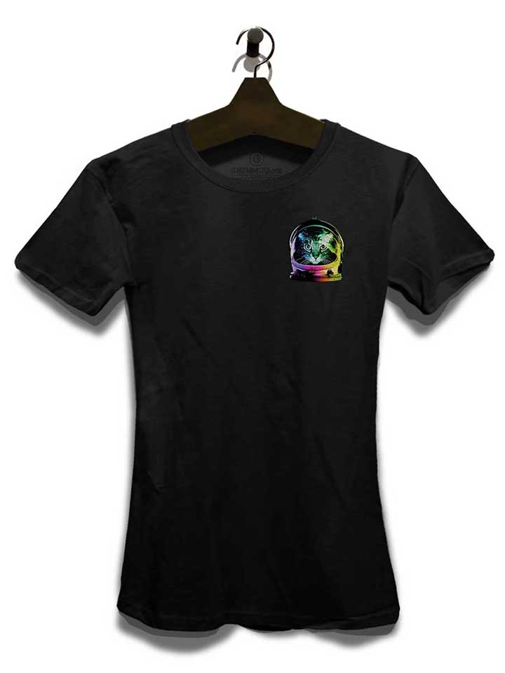 astronaut-cat-chest-print-damen-t-shirt schwarz 3