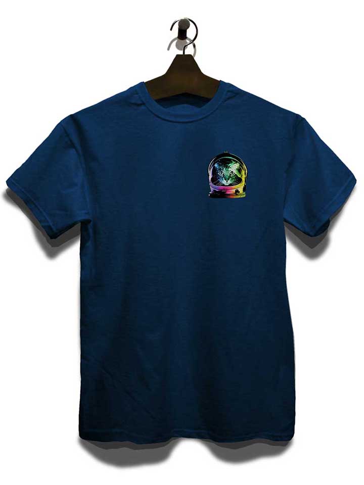 astronaut-cat-chest-print-t-shirt dunkelblau 3