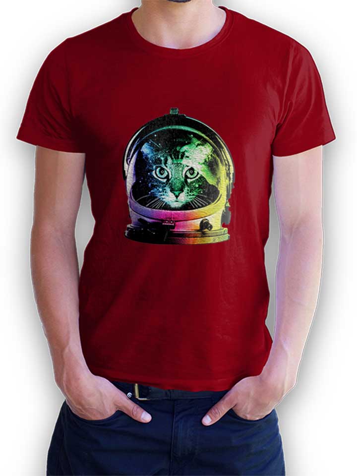 Astronaut Cat T-Shirt bordeaux L