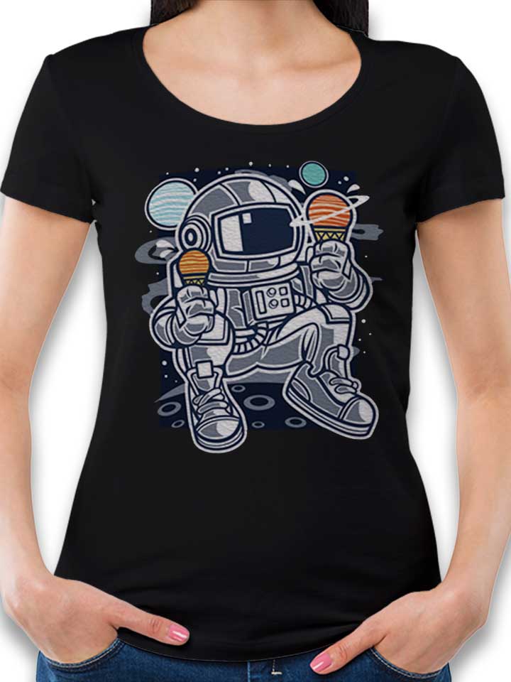 Astronaut Eating Ice Cream Damen T-Shirt schwarz L