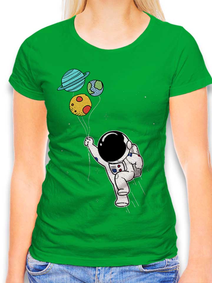 Astronaut Planet Ballons Damen T-Shirt gruen L