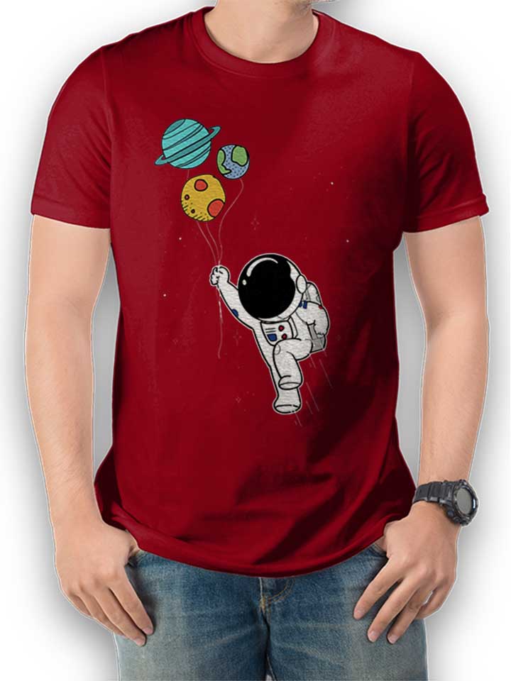 Astronaut Planet Ballons T-Shirt bordeaux L