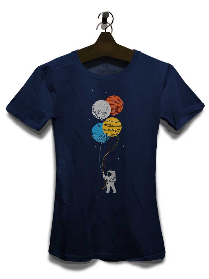 astronaut-planet-baloons-damen-t-shirt dunkelblau 3