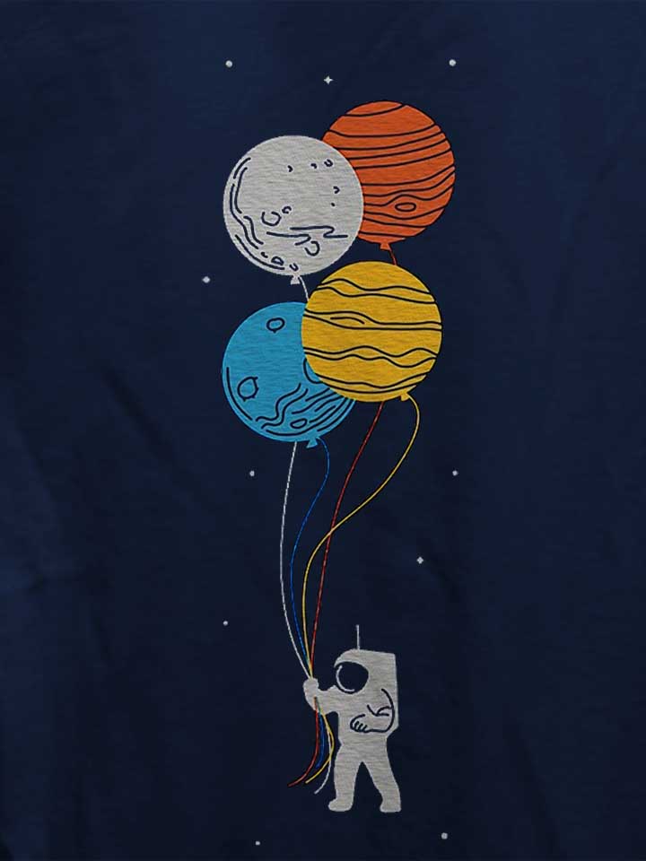 astronaut-planet-baloons-damen-t-shirt dunkelblau 4