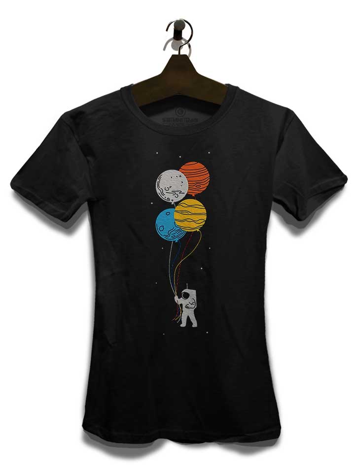 astronaut-planet-baloons-damen-t-shirt schwarz 3