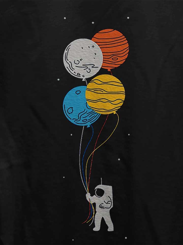 astronaut-planet-baloons-damen-t-shirt schwarz 4