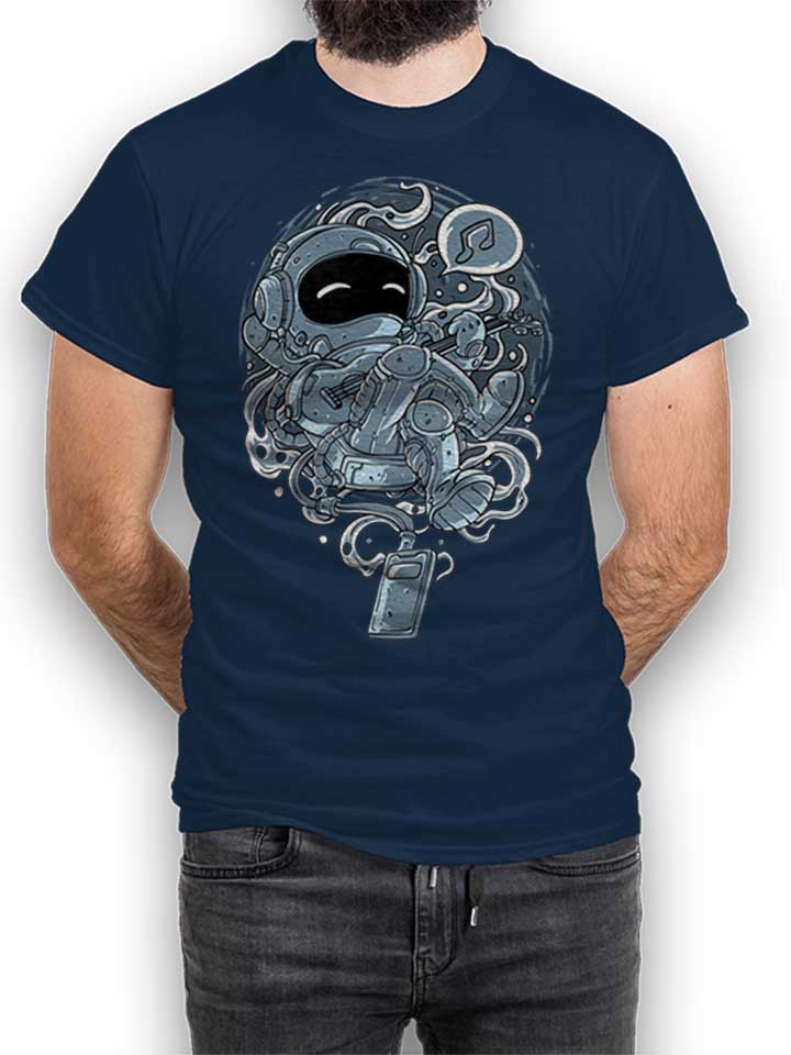 Astronaut Playing Guitar T-Shirt blu-oltemare L
