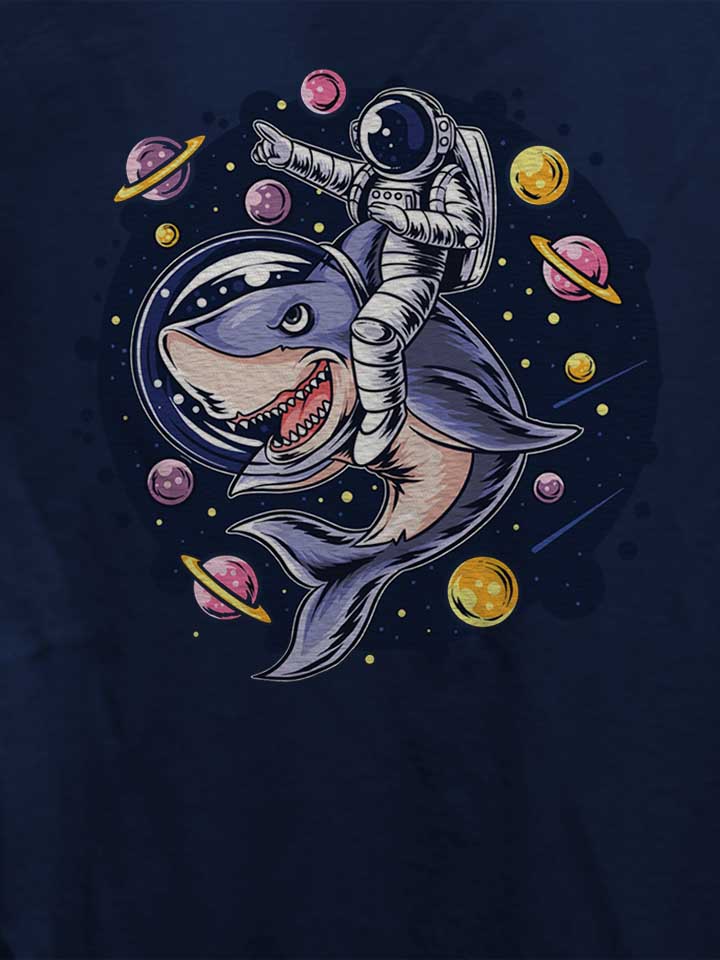 astronaut-riding-shark-damen-t-shirt dunkelblau 4