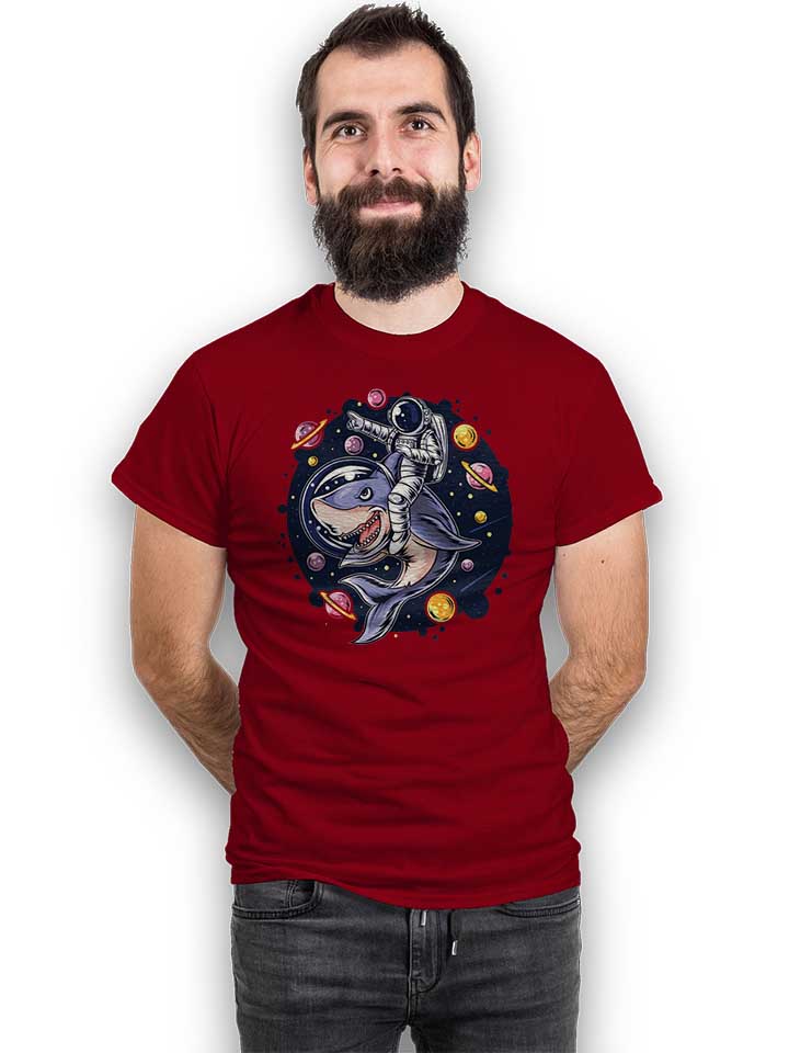 astronaut-riding-shark-t-shirt bordeaux 2