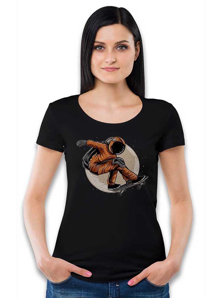 astronaut-skater-moon-damen-t-shirt schwarz 2