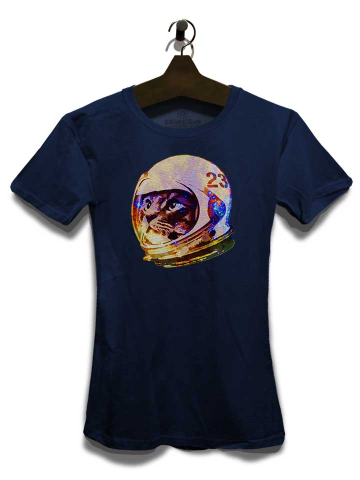 astronaut-space-cat-02-damen-t-shirt dunkelblau 3