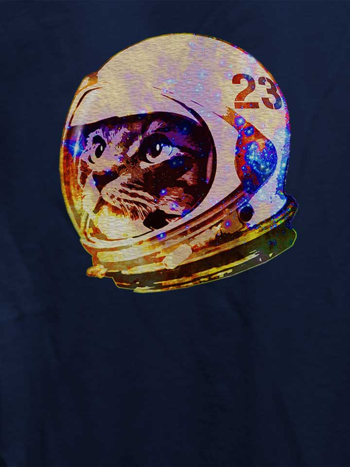 astronaut-space-cat-02-damen-t-shirt dunkelblau 4