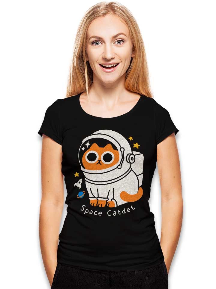 astronaut-space-cat-damen-t-shirt schwarz 2