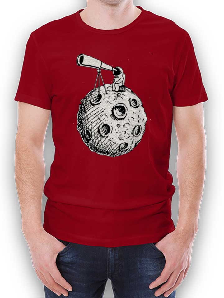 Astronaut Teleskop T-Shirt maroon L