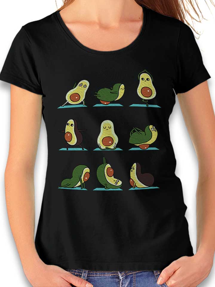 avocado-yoga-damen-t-shirt schwarz 1
