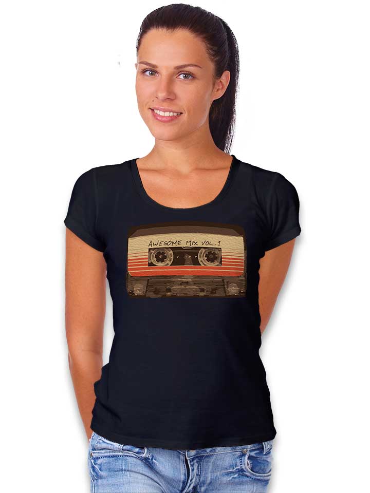 awesome-mix-cassette-damen-t-shirt schwarz 2