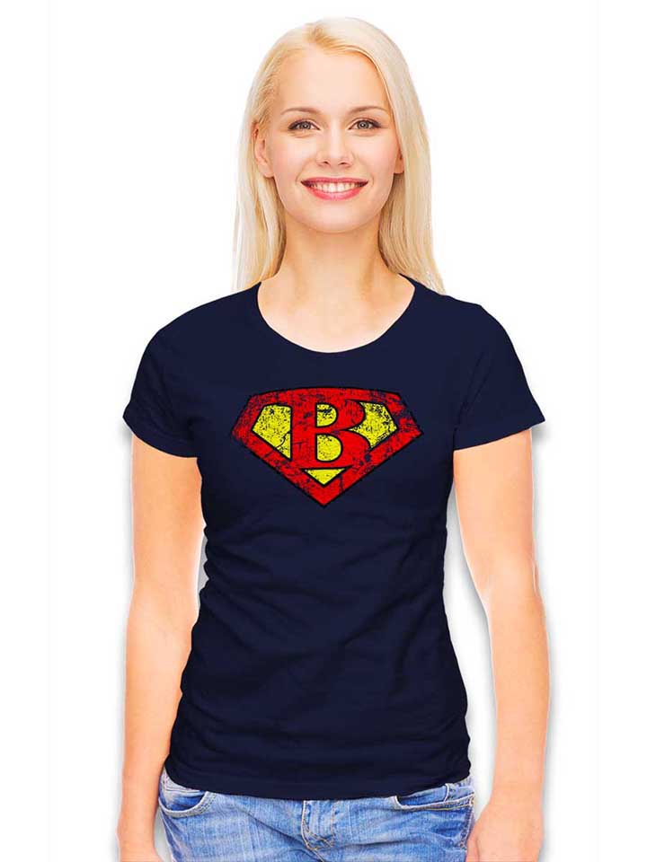 b-buchstabe-logo-vintage-damen-t-shirt dunkelblau 2