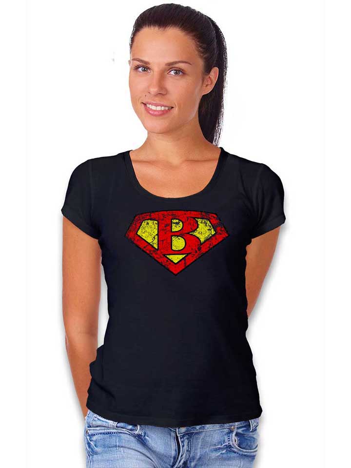 b-buchstabe-logo-vintage-damen-t-shirt schwarz 2