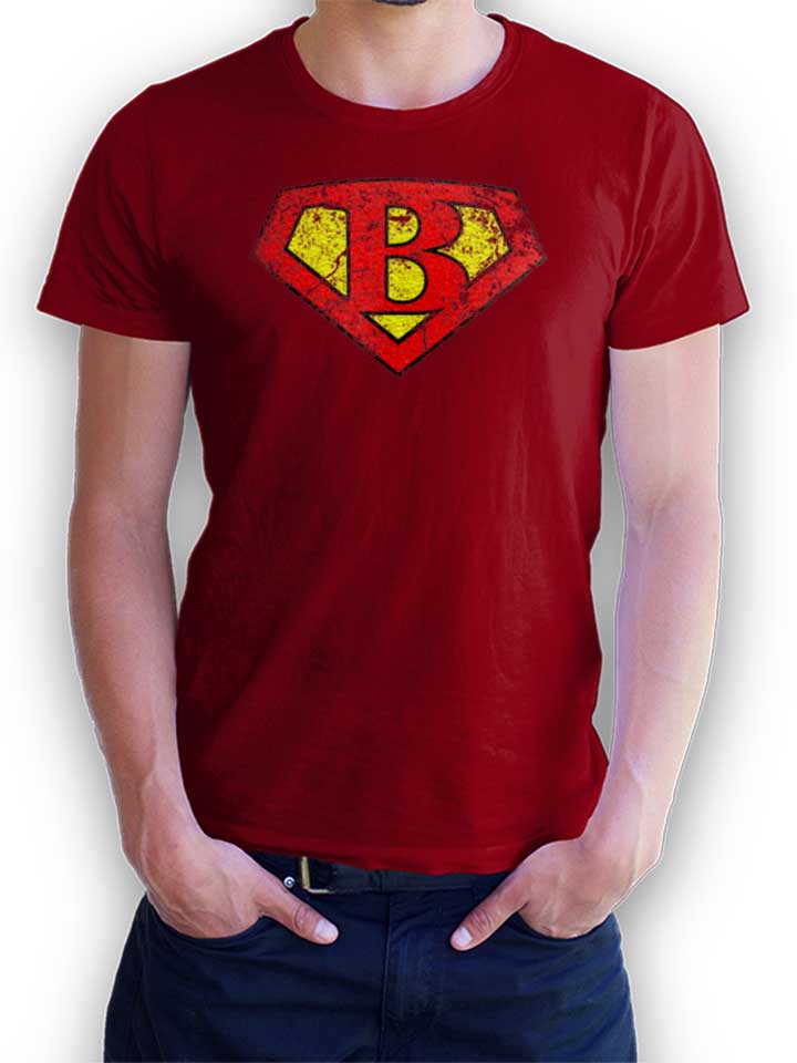 B Buchstabe Logo Vintage T-Shirt maroon L