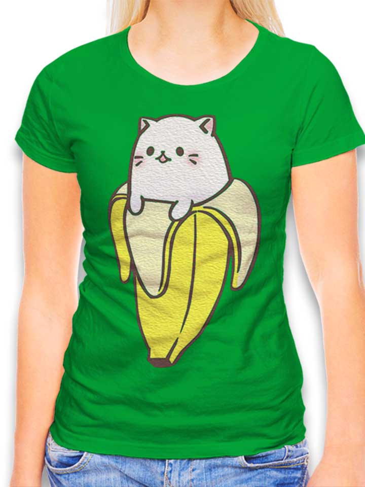 Banana Cat Womens T-Shirt green L