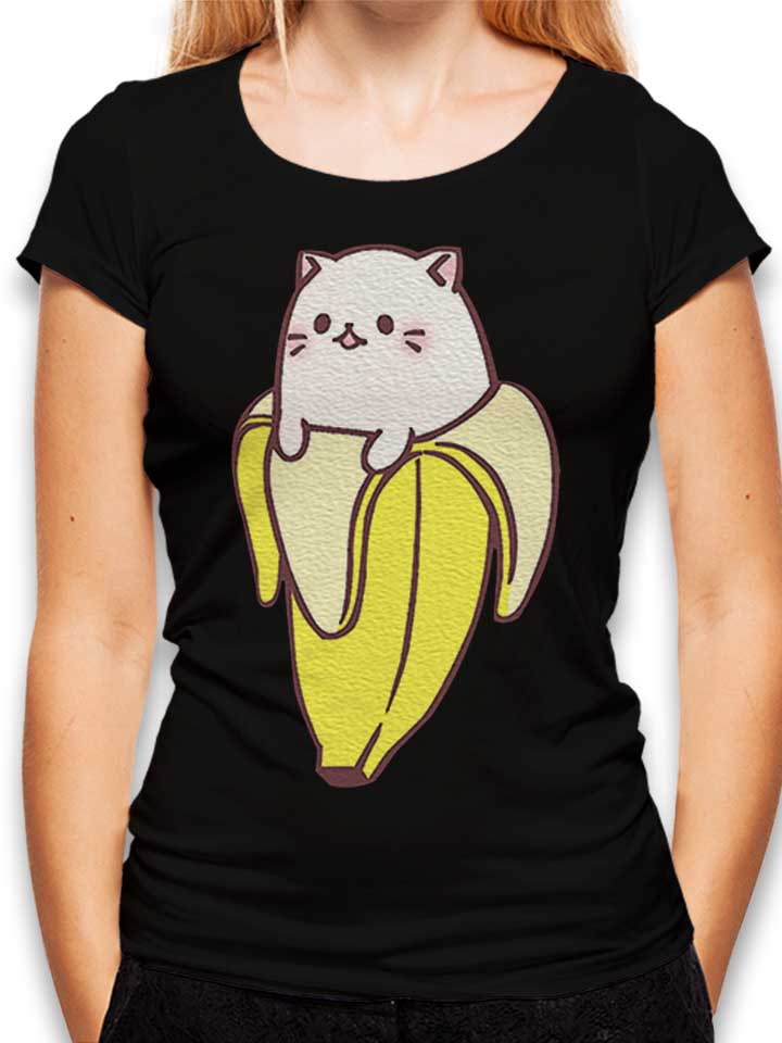 Banana Cat Damen T-Shirt schwarz L