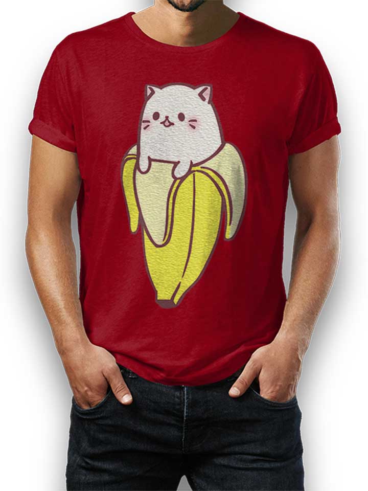 Banana Cat T-Shirt bordeaux L