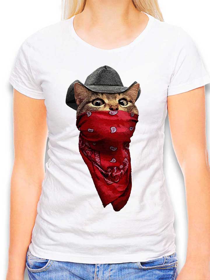 Bandana Bandit Cat Damen T-Shirt weiss L