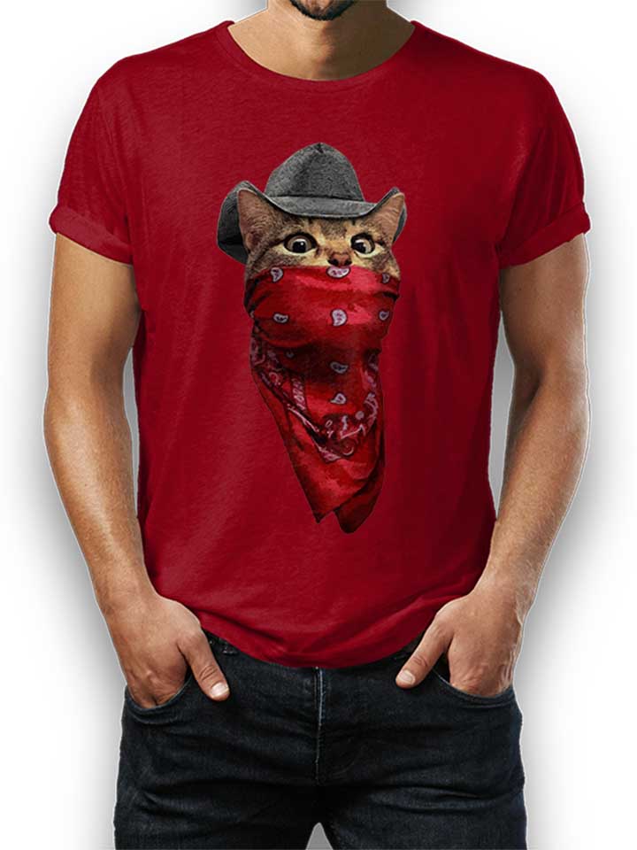 Bandana Bandit Cat T-Shirt bordeaux L