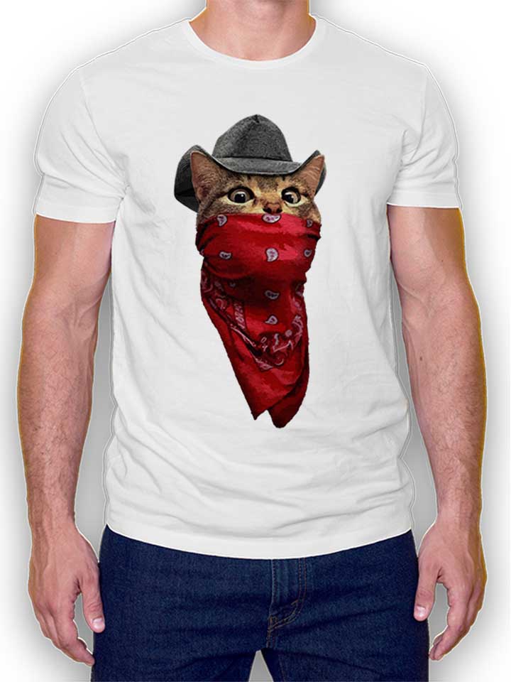 bandana-bandit-cat-t-shirt weiss 1